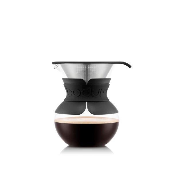 Bodum 17oz Pour Over Coffee Maker, High-Heat Borosilicate Glass with Reusable Stainless Steel Filter and Black Sleeve - Made in Portugal Bodum 17oz Pour Over Coffee Maker, High-Heat Borosilicate Glass with Reusable Stainless Steel Filter and Black Sleeve - Made in Portugal