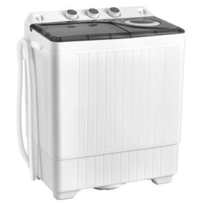 COSTWAY Twin Tub 26lbs Capacity Laundry Portable Washing Machine, 18lbs, Compact Washer for Home Dorm Apartment (Grey+White) COSTWAY Twin Tub 26lbs Capacity Laundry Portable Washing Machine, 18lbs, Compact Washer for Home Dorm Apartment (Grey+White)