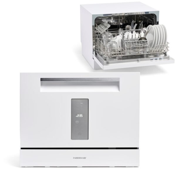 Farberware Compact 6-Place Setting Dishwasher - Portable Mini Countertop Dishwasher with 7 Wash Programs - Perfect for Small Spaces Like Apartment, Dorm, Boat, Camper/RV Farberware Compact 6-Place Setting Dishwasher - Portable Mini Countertop Dishwasher with 7 Wash Programs - Perfect for Small Spaces Like Apartment, Dorm, Boat, Camper/RV