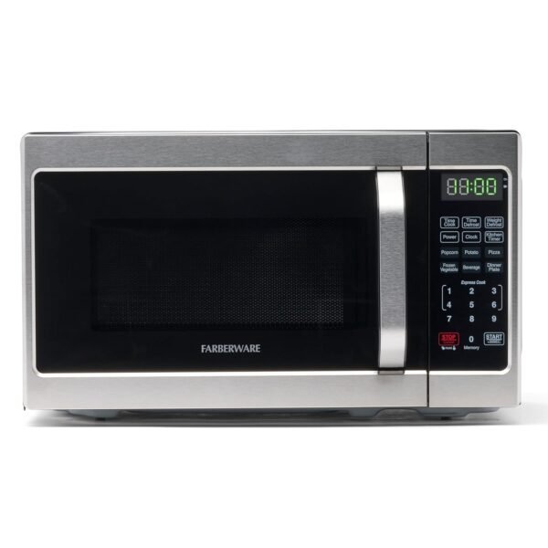 Farberware Countertop Microwave 700 Watts, 0.7 Cu. Ft. - Microwave Oven With LED Lighting and Child Lock - Perfect for Apartments and Dorms - Easy Clean Stainless Steel Farberware Countertop Microwave 700 Watts, 0.7 Cu. Ft. - Microwave Oven With LED Lighting and Child Lock - Perfect for Apartments and Dorms - Easy Clean Stainless Steel