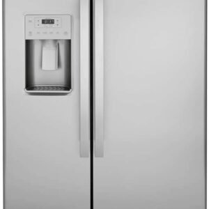 GE GSS25IYNFS 36" Side by Side Refrigerator with 25.14 cu. ft. Total Capacity Showcase LED Lighting and Hidden Hinge in Stainless Steel GE GSS25IYNFS 36" Side by Side Refrigerator with 25.14 cu. ft. Total Capacity Showcase LED Lighting and Hidden Hinge in Stainless Steel