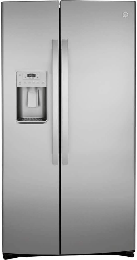 GE GSS25IYNFS 36" Side by Side Refrigerator with 25.14 cu. ft. Total Capacity Showcase LED Lighting and Hidden Hinge in Stainless Steel GE GSS25IYNFS 36" Side by Side Refrigerator with 25.14 cu. ft. Total Capacity Showcase LED Lighting and Hidden Hinge in Stainless Steel
