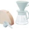 Hario V60 Ceramic Pour Over Coffee Set, Size 02, White Hario V60 Ceramic Pour Over Coffee Set, Size 02, White