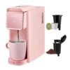 Mecity Pink Coffee Maker Mini Single Serve Coffee Machine Compatible with K Cup Capsule, Ground Coffee, Loose Tea, Small Coffee Pot For Home Use, RV, Apartment, Auto Shut Off...