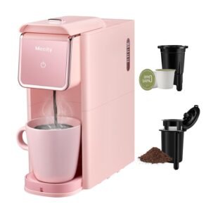 Mecity Pink Coffee Maker Mini Single Serve Coffee Machine Compatible with K Cup Capsule, Ground Coffee, Loose Tea, Small Coffee Pot For Home Use, RV, Apartment, Auto Shut Off... Mecity Pink Coffee Maker Mini Single Serve Coffee Machine Compatible with K Cup Capsule, Ground Coffee, Loose Tea, Small Coffee Pot For Home Use, RV, Apartment, Auto Shut Off...